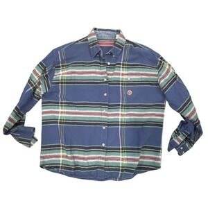 Twenty Mens Blue Plaid Striped Button Down Shirt XL LJ7052A Vintage Long Sleeve